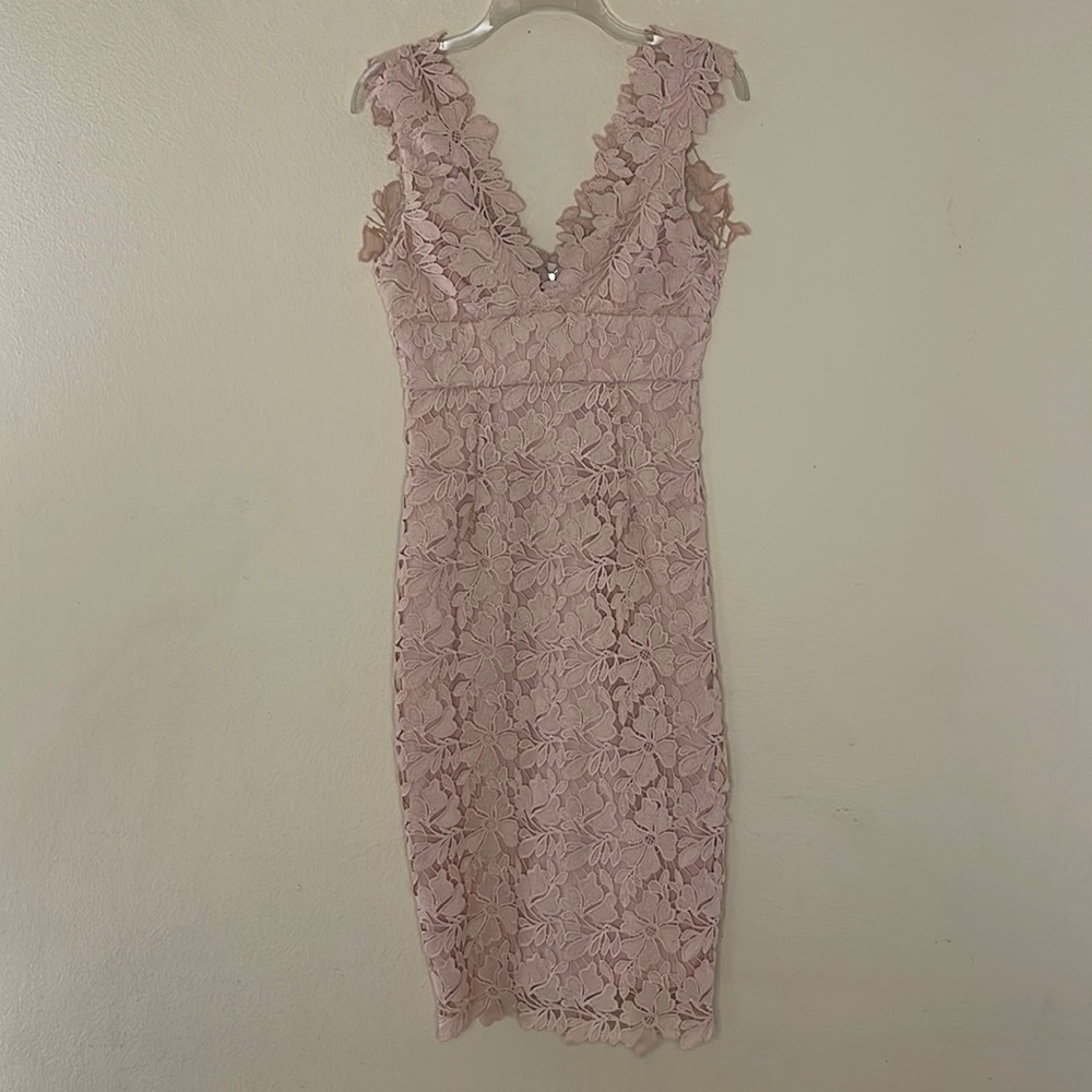 Bardot Valeria Guipure Lace V Neck Pencil Sheath Dress Sz 4